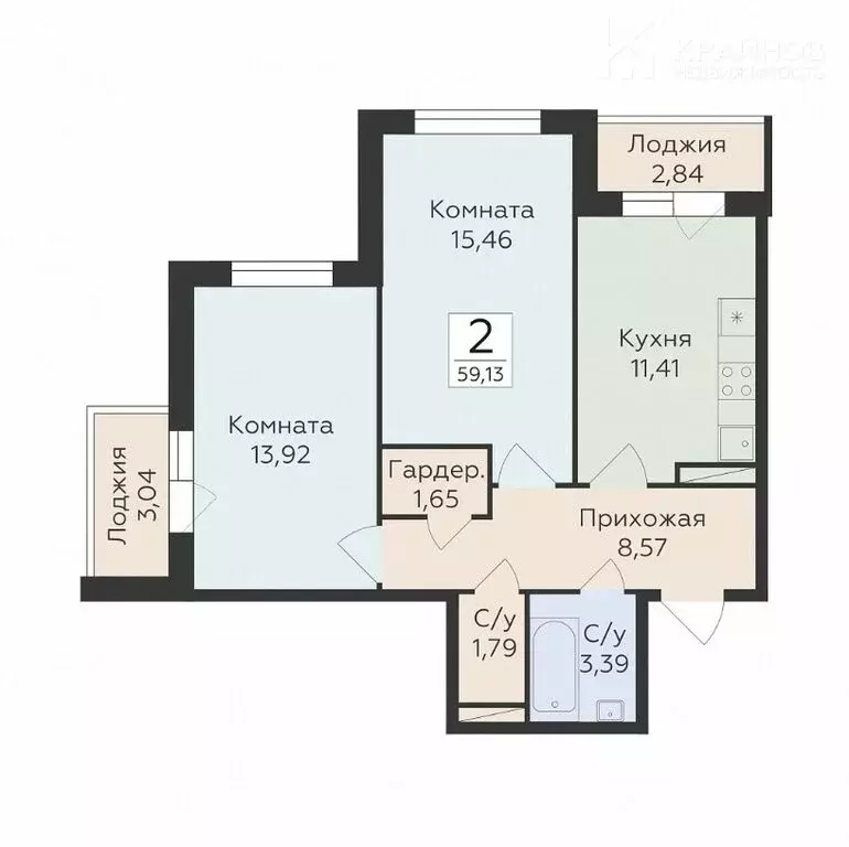 2-комнатная квартира: Воронеж, Острогожская улица, 156/1 (59.13 м) - Фото 2