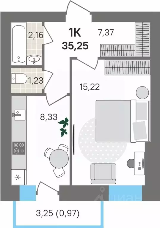 1-к кв. Пермский край, Пермский муниципальный округ, с. Култаево ул. ... - Фото 1