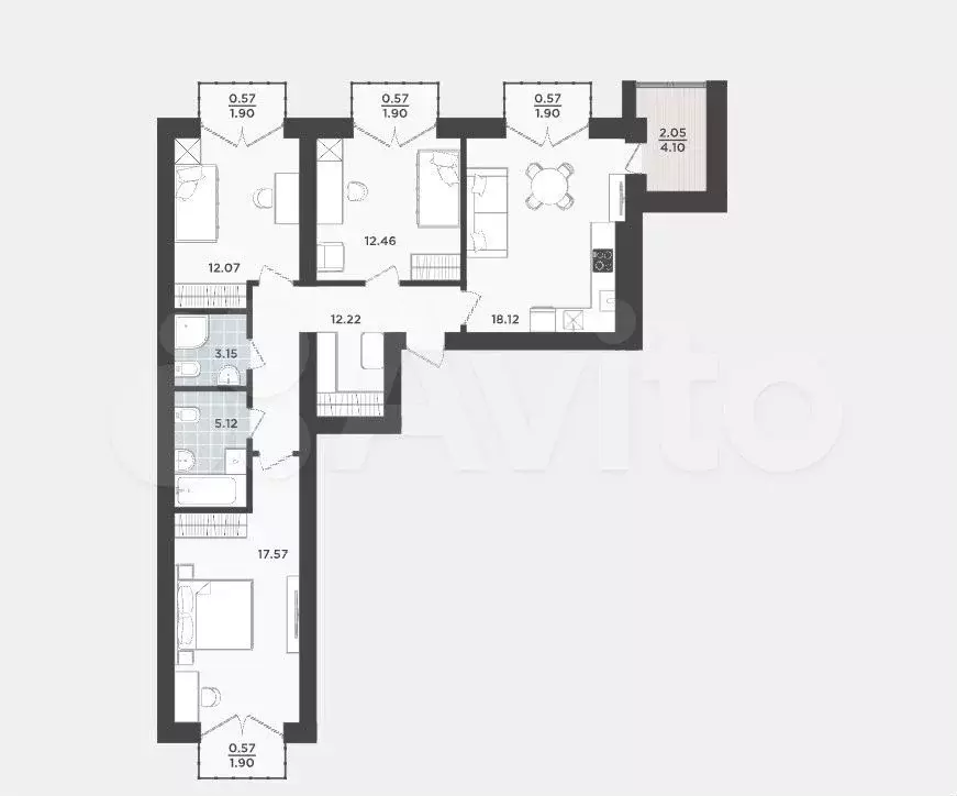 3-к. квартира, 85 м, 8/8 эт. - Фото 1