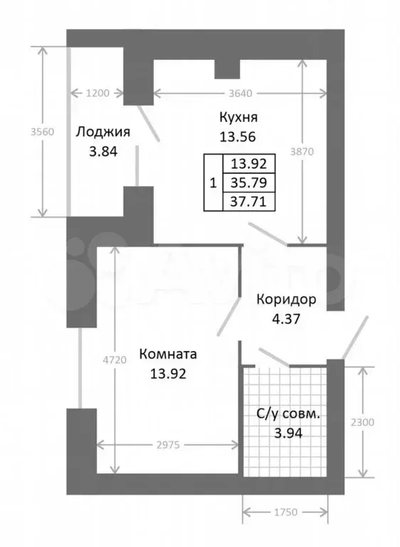 1-к. квартира, 39,6 м, 1/5 эт. - Фото 1