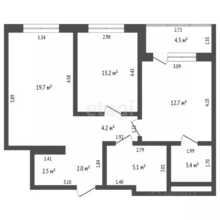 2-к кв. Тюменская область, Тюмень ул. Братьев Бондаревых, 5 (67.0 м) - Фото 2