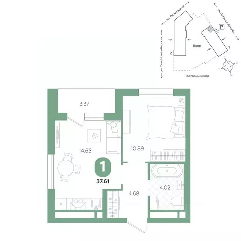 1-к кв. Свердловская область, Екатеринбург ул. Патриса Лумумбы, 4А ... - Фото 1