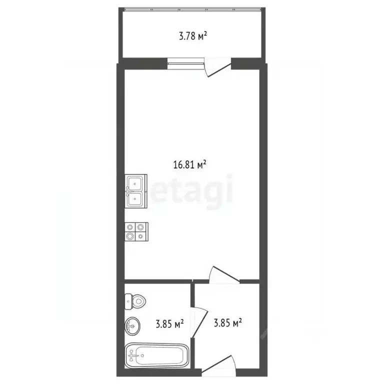 Студия Санкт-Петербург Полевая Сабировская ул., 47к1 (24.6 м) - Фото 2