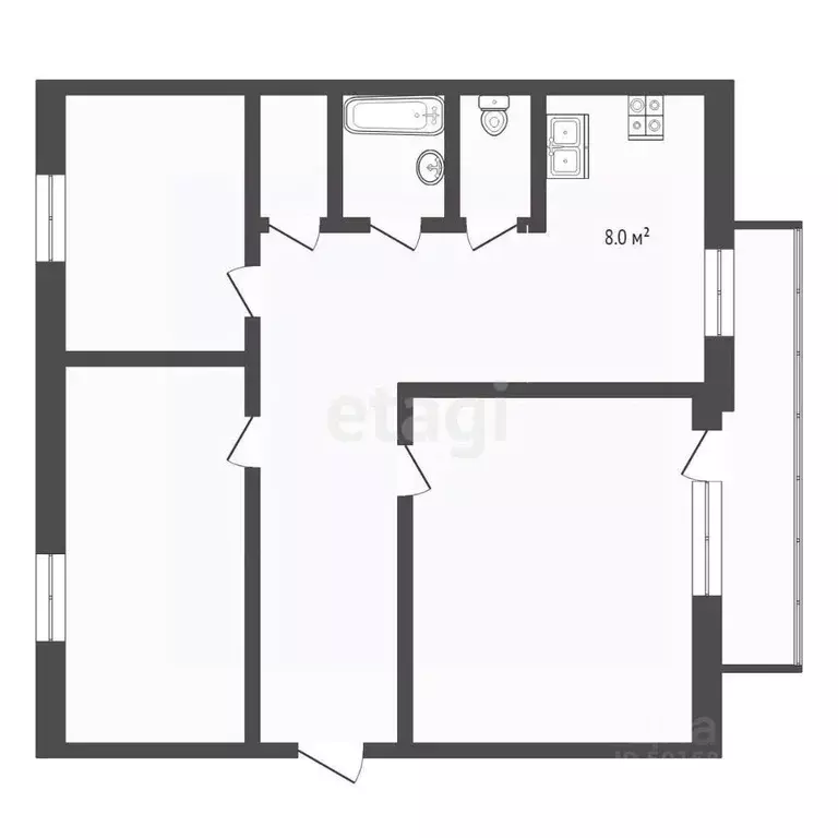 3-к кв. Саратовская область, Балашов ул. Гагарина, 154 (60.7 м) - Фото 2