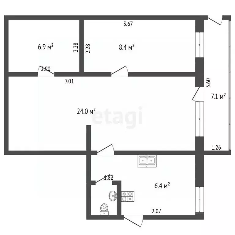 2-к кв. Крым, Ялта ул. Свердлова, 10 (54.0 м) - Фото 1