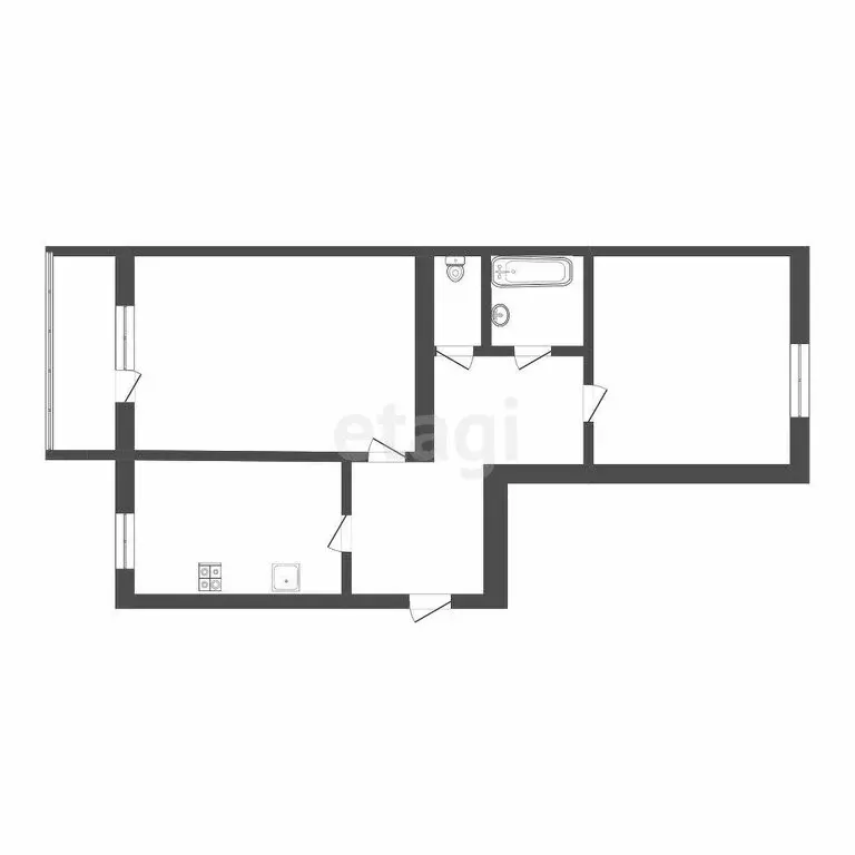 2-комнатная квартира: Тюмень, улица Щербакова, 86 (46.3 м) - Фото 1