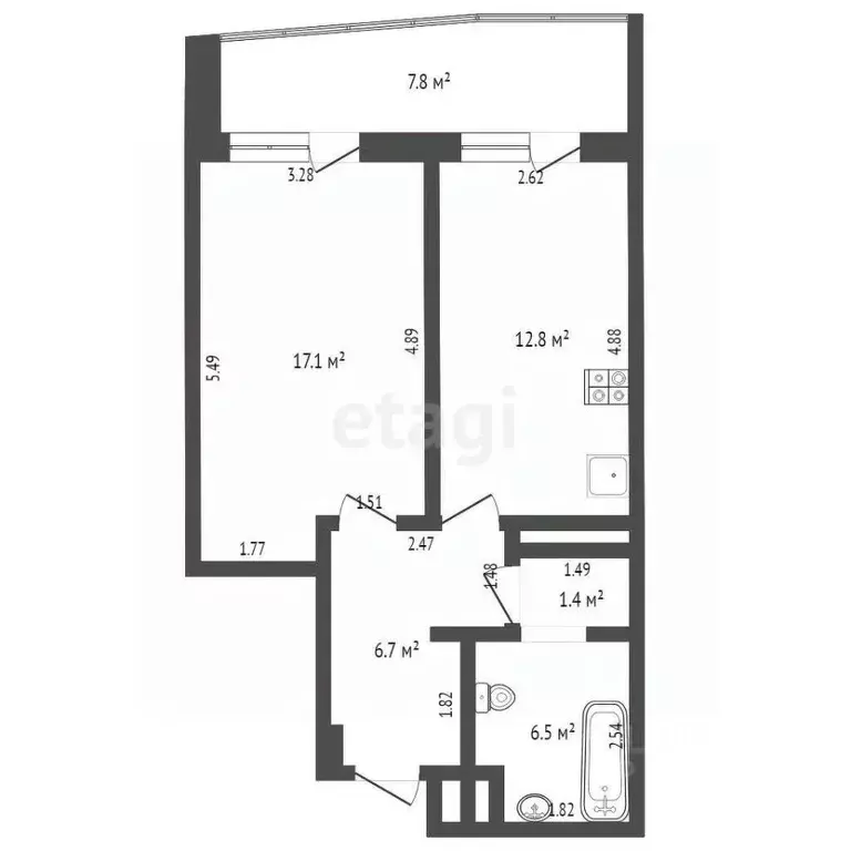 1-к кв. Ханты-Мансийский АО, Сургут тракт Тюменский, 19 (42.6 м) - Фото 1