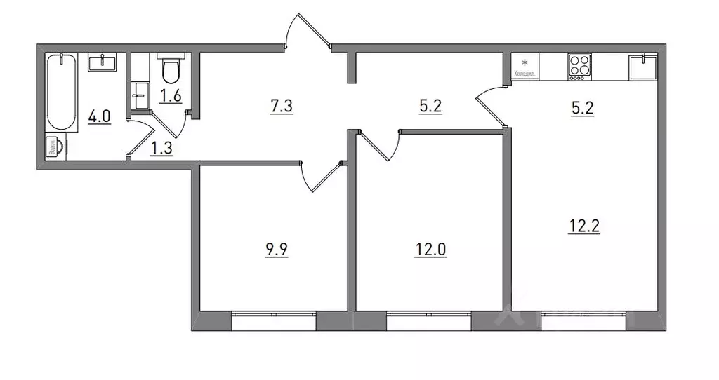 3-к кв. Кировская область, Киров бул. Прибрежный, 6 (58.7 м) - Фото 1