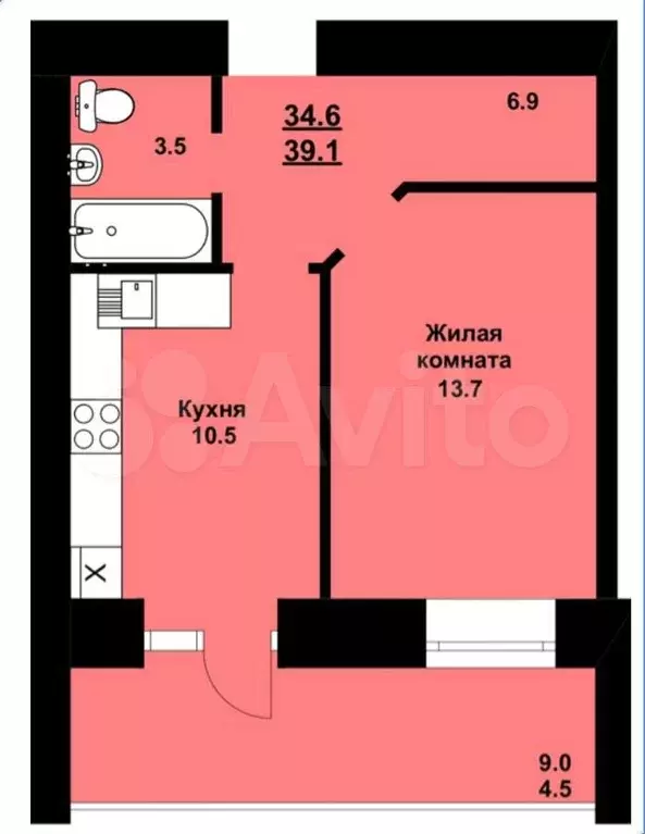 1-к. квартира, 38 м, 3/10 эт. - Фото 0