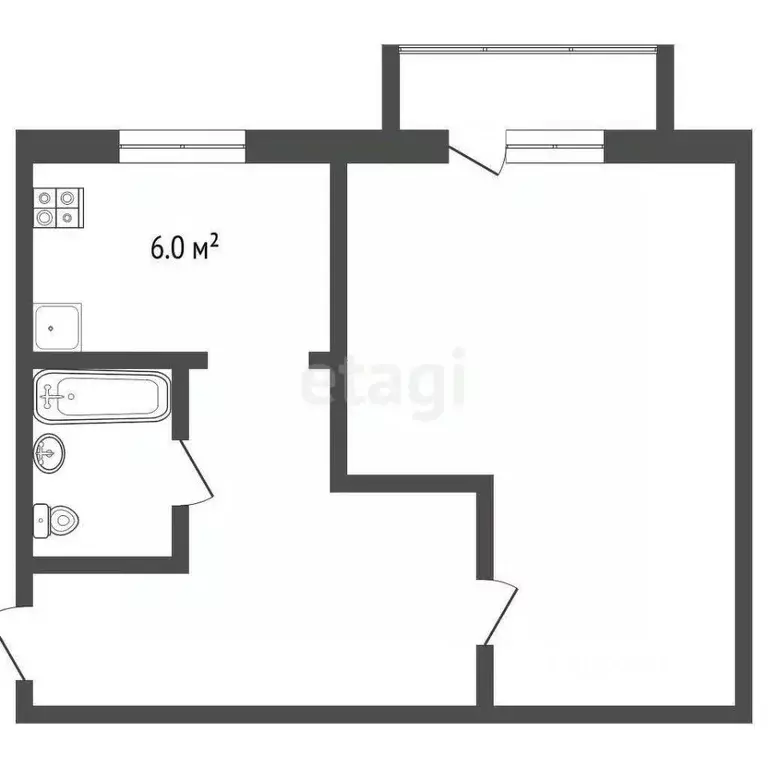 1-к кв. Челябинская область, Челябинск ул. Энгельса, 34 (30.7 м) - Фото 2