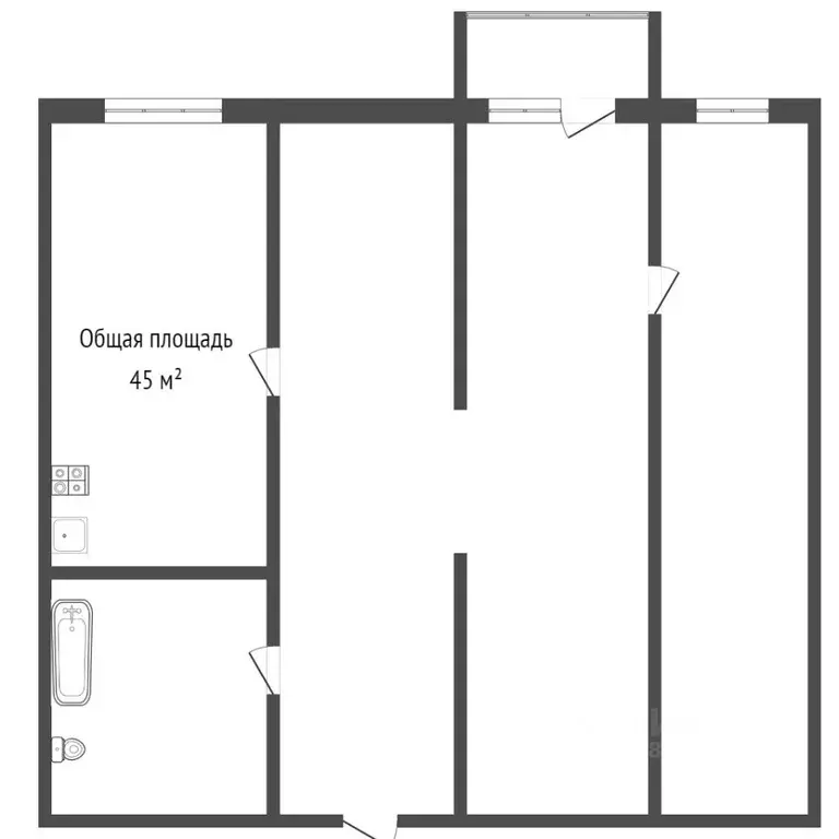 2-к кв. Иркутская область, Братск Комсомольская ул., 40 (46.8 м) - Фото 2