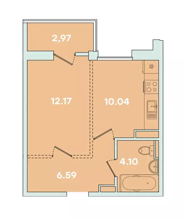 1-комнатная квартира: Иркутск, улица Петрова, 18 (35.87 м) - Фото 0