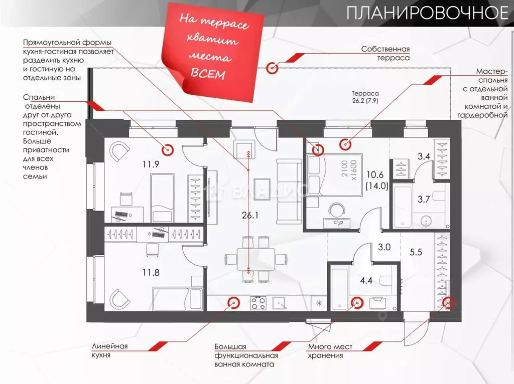 3-к кв. Вологодская область, Вологда ул. Спирина, 6 (88.3 м) - Фото 0