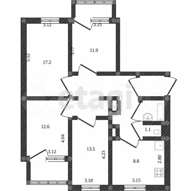 4-к. квартира, 84,1 м, 10/10 эт. - Фото 0