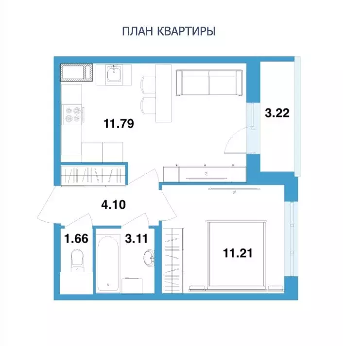 1-комнатная квартира: Санкт-Петербург, улица Вадима Шефнера, 4 (39.5 ... - Фото 0
