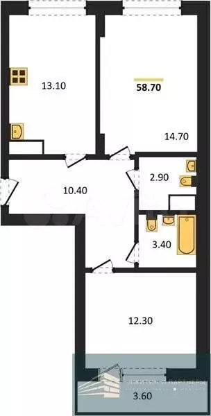 2-к. квартира, 58,6м, 12/13эт. - Фото 0