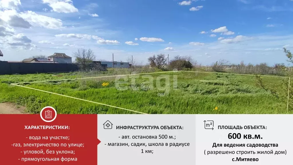 Участок в Крым, Сакский район, с. Митяево ул. Спортивная (6.0 сот.) - Фото 1