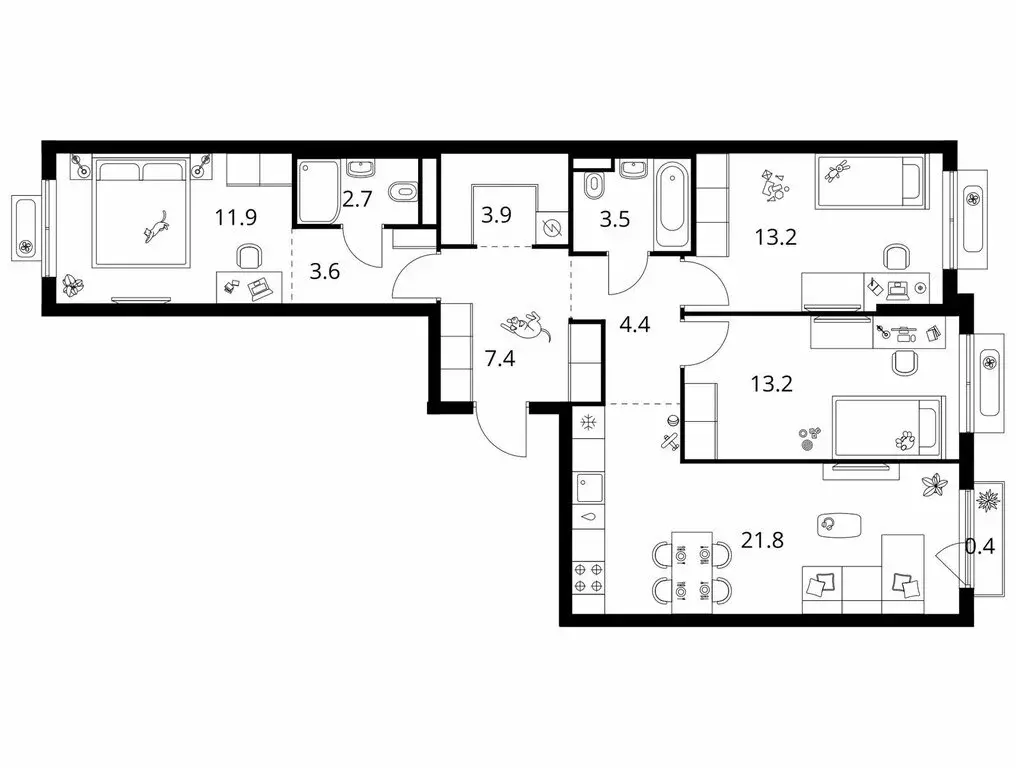 3-комнатная квартира: посёлок Ильинское-Усово, Архангельская улица, 19 ... - Фото 1
