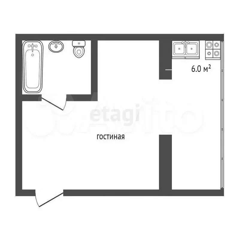 Квартира-студия, 17 м, 1/4 эт. - Фото 0