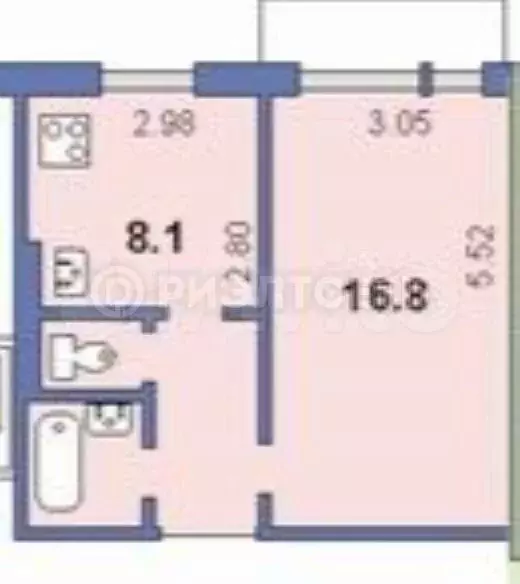 1-к. квартира, 33,4 м, 8/9 эт. - Фото 0