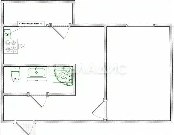 1-к кв. Пензенская область, с. Бессоновка ул. Сиреневая, 46 (35.0 м) - Фото 2