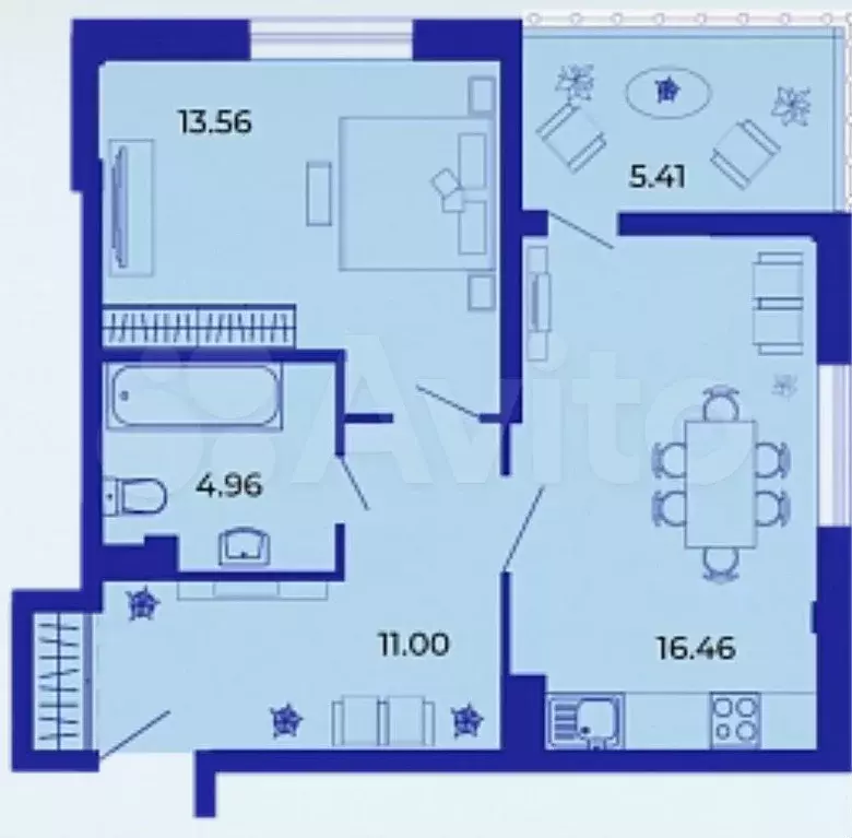 1-к. квартира, 50,7 м, 9/9 эт. - Фото 1