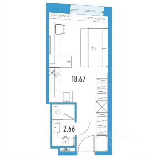 Студия Санкт-Петербург Ленинский просп., 153уч1 (21.33 м) - Фото 0