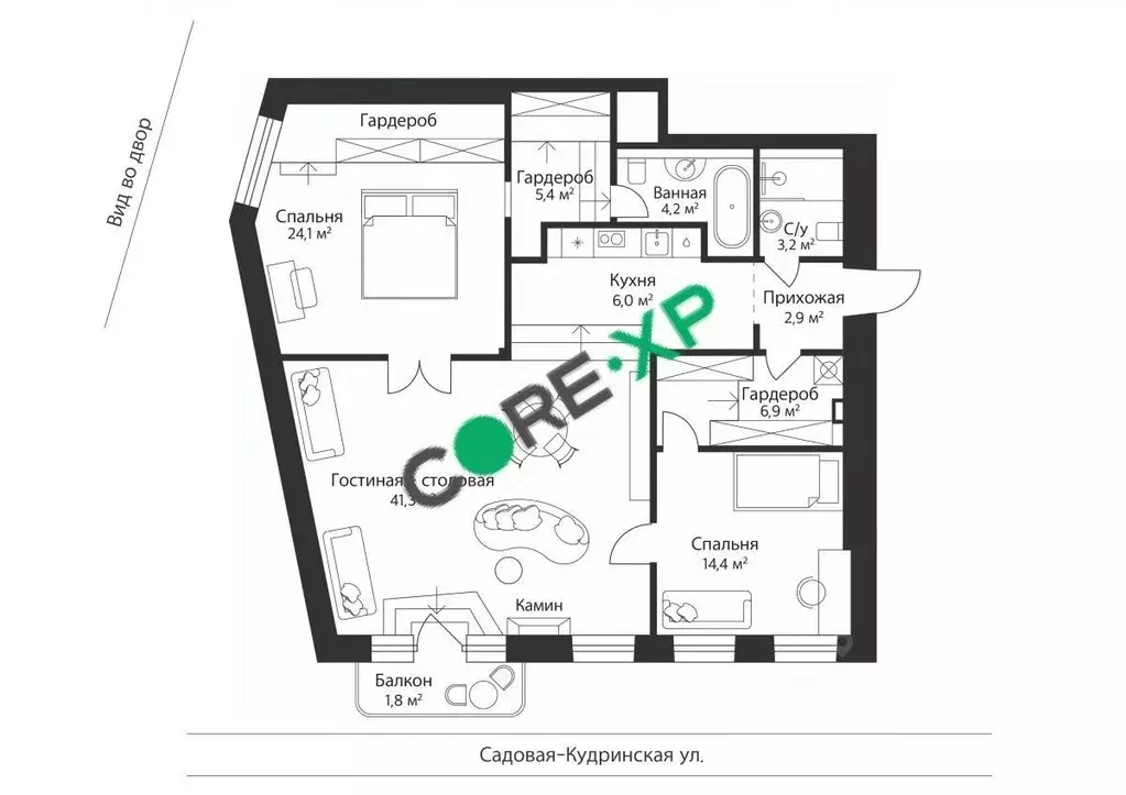 3-к кв. Москва Садовая-Кудринская ул., 23С1 (117.0 м) - Фото 1