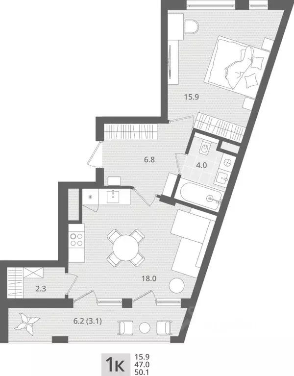 1-к кв. Калининградская область, Пионерский пос. Рыбное,  (50.1 м) - Фото 1