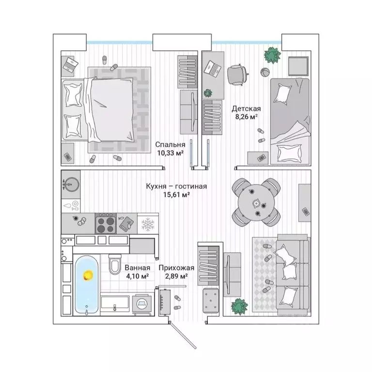 2-к кв. Приморский край, Владивосток ул. Нейбута (42.2 м) - Фото 1