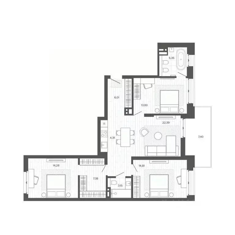 4-к кв. Алтайский край, Барнаул Жилплощадка мкр,  (98.89 м) - Фото 1