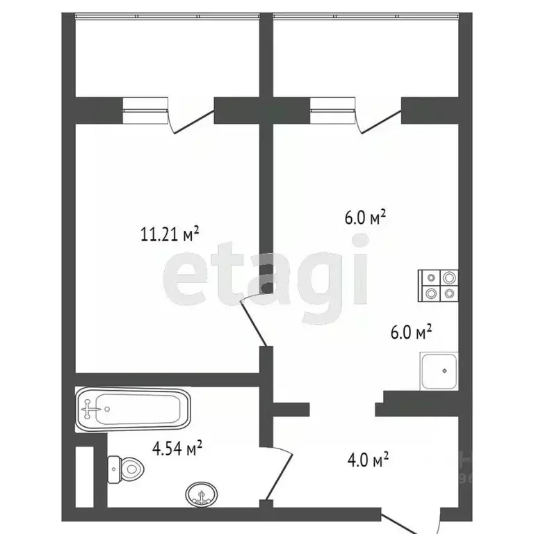 1-к кв. Челябинская область, Челябинск ул. Бейвеля, 118 (35.0 м) - Фото 1