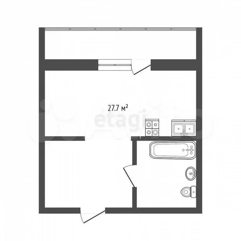 Квартира-студия, 27,9 м, 11/19 эт. - Фото 0