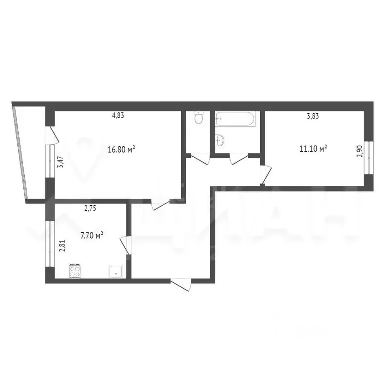 2-к кв. Ханты-Мансийский АО, Сургут ул. Лермонтова, 3 (52.1 м) - Фото 1