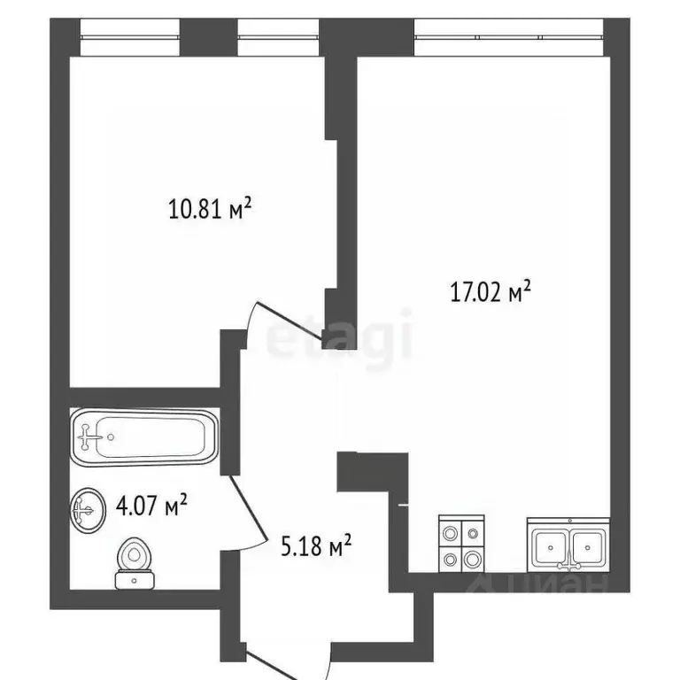 1-к кв. Тюменская область, Тюмень ул. Новоселов, 90 (37.1 м) - Фото 2