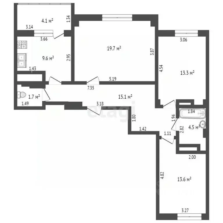3-к кв. Ростовская область, Ростов-на-Дону ул. Бориса Слюсаря, 15с1 ... - Фото 1