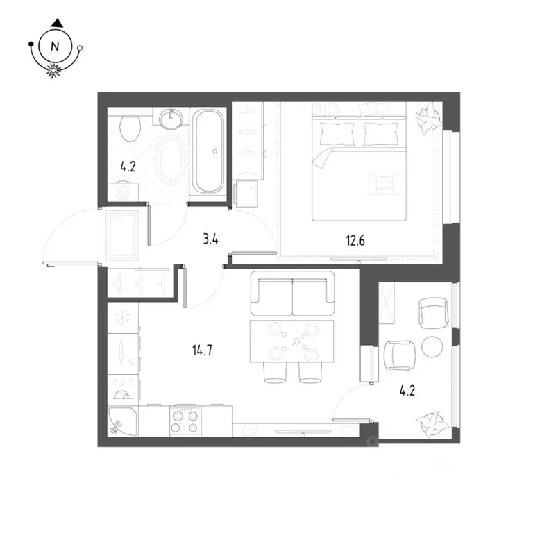 1-к кв. Омская область, Омск Зеленая река мкр, 1 (37.0 м) - Фото 0