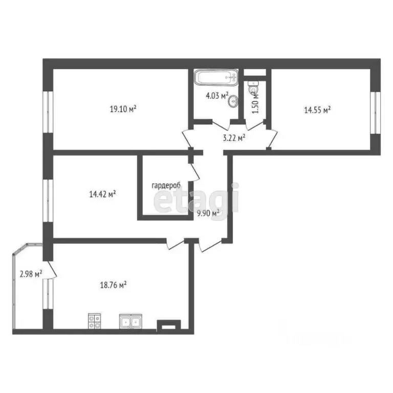 3-к кв. Тюменская область, Тюмень Кремлевская ул., 85к1 (85.4 м) - Фото 2