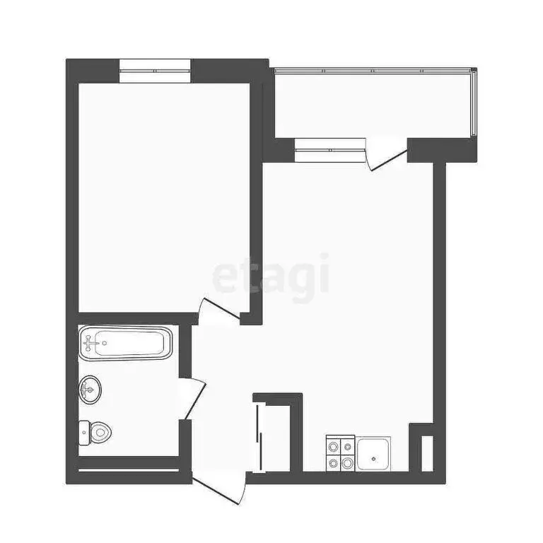 1-комнатная квартира: Тюмень, улица Владимира Бахарева, 1 (40.4 м) - Фото 1