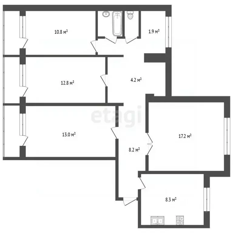 4-к кв. Москва Каргопольская ул., 13К1 (86.0 м) - Фото 2