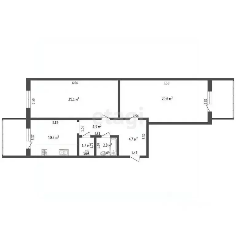 2-к кв. Самарская область, Самара ул. Ерошевского, 31 (65.7 м) - Фото 2