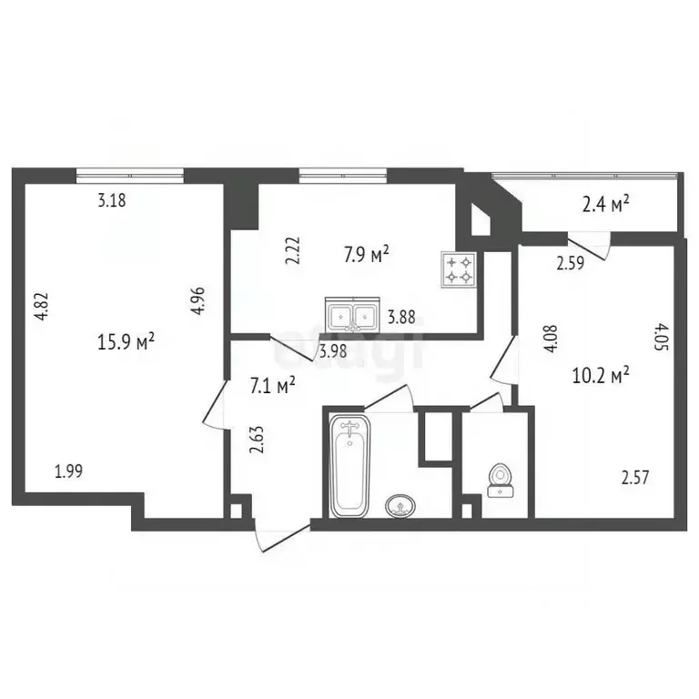 2-к кв. Санкт-Петербург ул. Вавиловых, 10к1 (44.8 м) - Фото 2