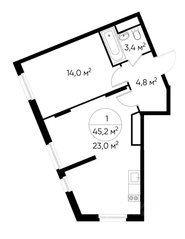 1-к кв. Москва Переделкино Ближнее мкр, 18-й кв-л,  (45.2 м) - Фото 0