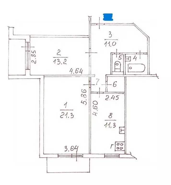 2-к кв. Вологодская область, Вологда ул. Пугачева (63.1 м) - Фото 2