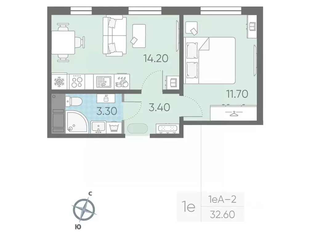 1-к кв. Ленинградская область, Всеволожское городское поселение, пос. ... - Фото 1
