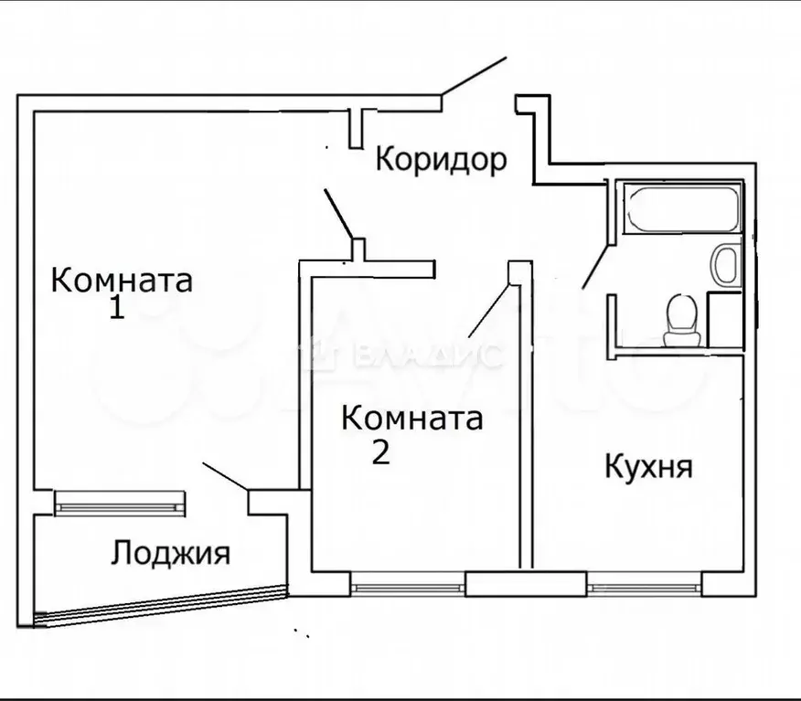2-к. квартира, 45,1 м, 1/9 эт. - Фото 0