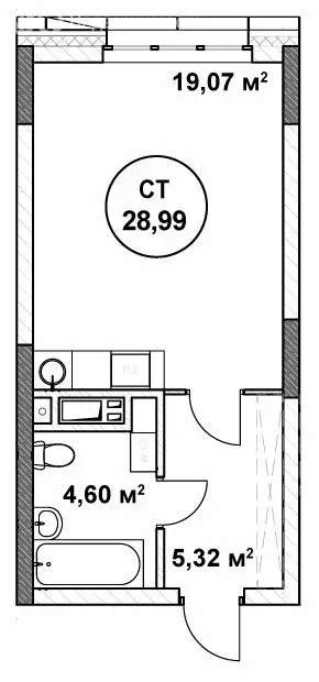 1-комнатная квартира: Нижний Новгород, Нижегородский район (28.99 м) - Фото 0