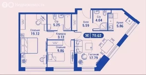 3-комнатная квартира: Москва, улица Годовикова, 11к4 (70.5 м) - Фото 0