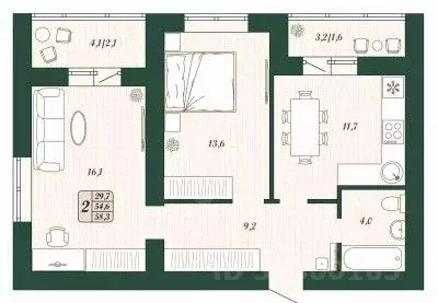 2-к кв. Самарская область, Волжский район, Смышляевка городское ... - Фото 1