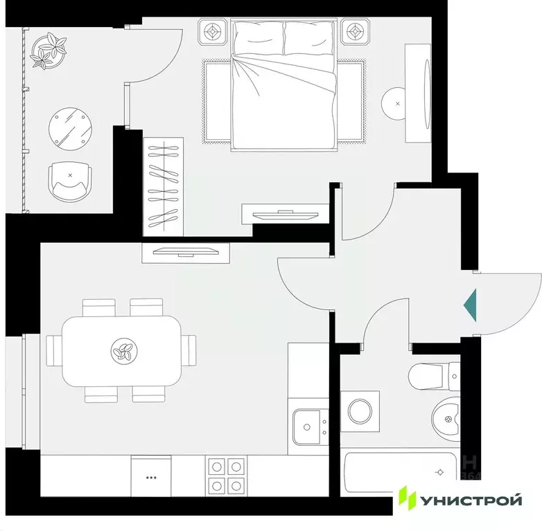 1-к кв. Татарстан, Казань 38-й кв-л,  (40.04 м) - Фото 1